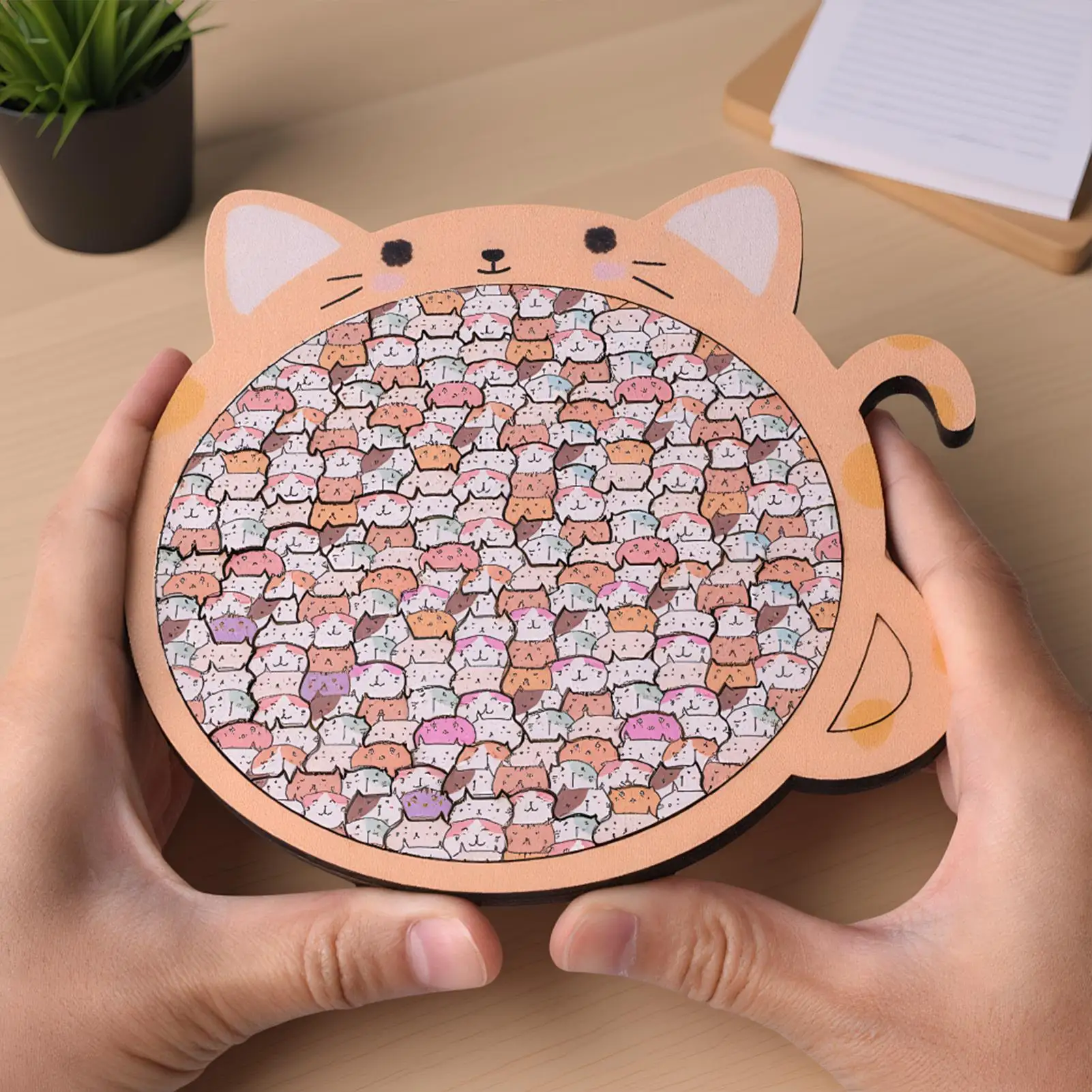 Cat / dog shaped Wooden Jigsaw Puzzle Funny Animal Jigsaw Puzzles for child Unique Irregular Puzzle for kid Educational puzzle