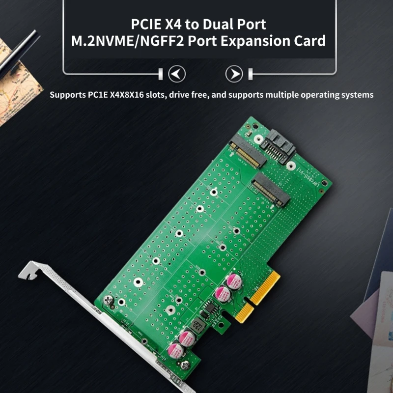 Múltiples SSD compatibles con PCIex4 a M.2 NVMe y NGFF SSD Adaptador tarjeta PCIeX4 para interfaces M.2 NVMe NGFF