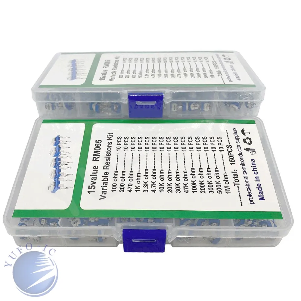 15Value*10pc=150pc RM-065 Adjustable Resistor Kit Box SET 100R-1M Potentiometer 200/470R 1K/3.3/4.7/10K/20/30/47/100/200/300/500
