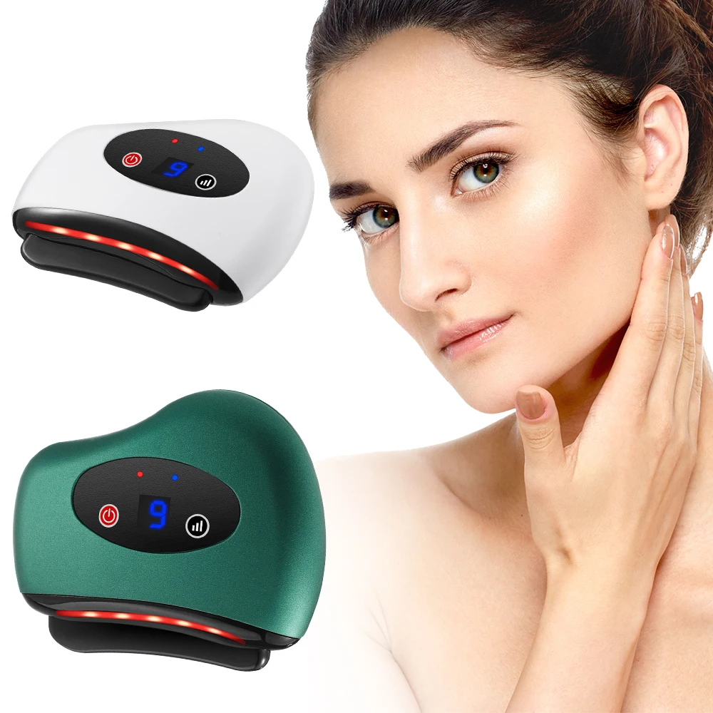 Electric Guasha Massager Hot Compress Eye Massager Heating Vibration Scraping Neck Face Skin Lifting Removal Wrinkle Tool V Face