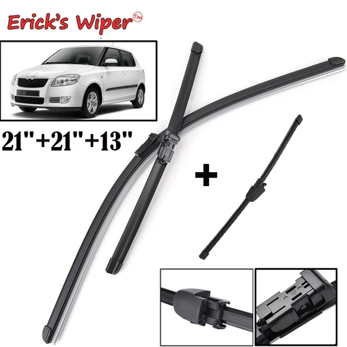 Limpiaparabrisas de Erick LHD juego de limpiaparabrisas delantero y trasero para Skoda Fabia 5J Hatchback 2006 - 2013 parabrisas ventana 21 ""21"" 13""