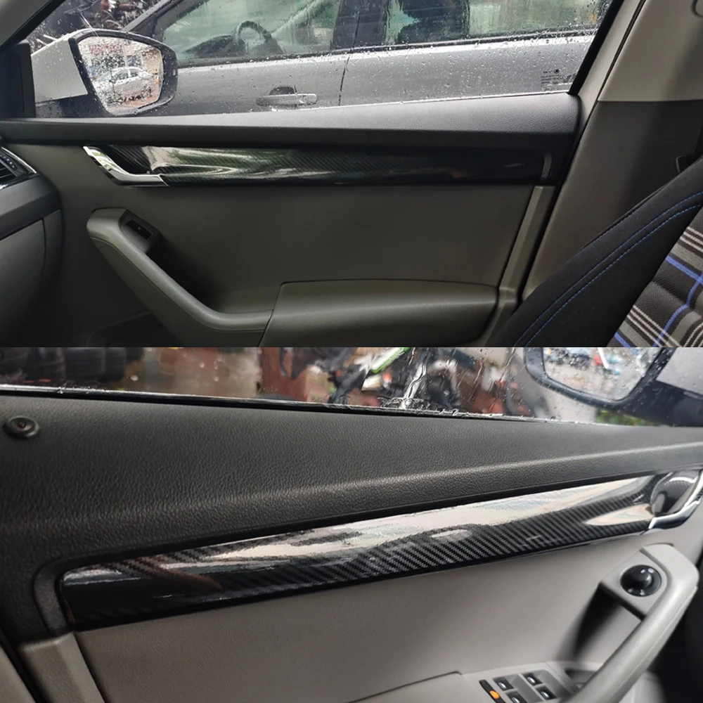 Carbon Fiber For Skoda Octavia 2015-2019 Car Film Interior Sticker Center Console Gear Dashboard Air Door Handle Lift Panel view 5