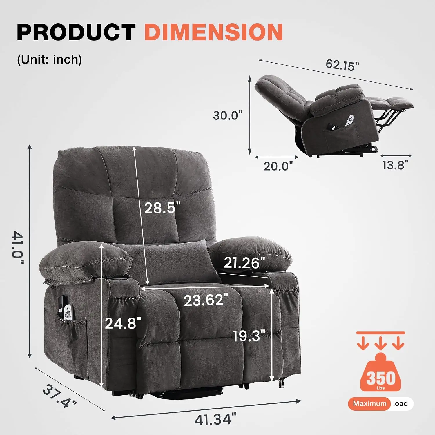 Power Lift Recliner Chair for Elderly with Vibration Massage and Lumbar Heating,Electric Lift Recliner Single Sofa, Customized
