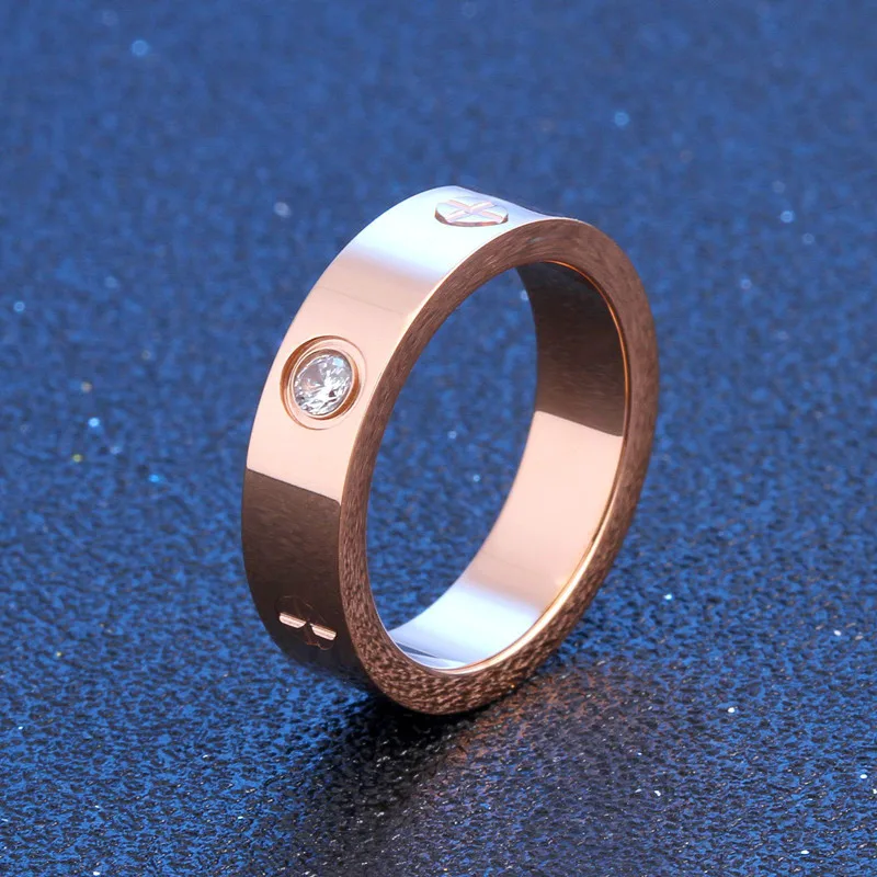 Klassische Design Edlen Schmuck Titan Stahl Zirkon Luxus Ringe für Frau Glanz Urlaub Partei Täglichen Geschenke Einfache Ring