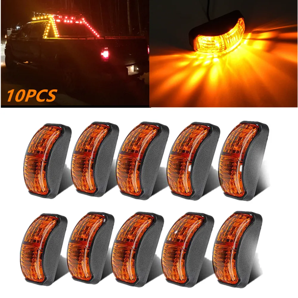 

10PCS 12V 24V Trailer LED Side Marker Warning Signal Indicator Light Amber for Truck RV Pickup Clearance Lamp Rear Trailer Lamp