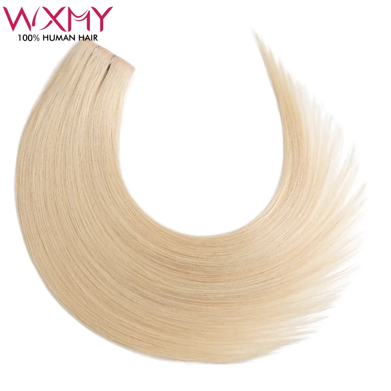 100g/pcs Straight Human Hair Double Inject PU Hole Weft14-28Inch Blonde Natural Hair ExtensionWeaves for Women