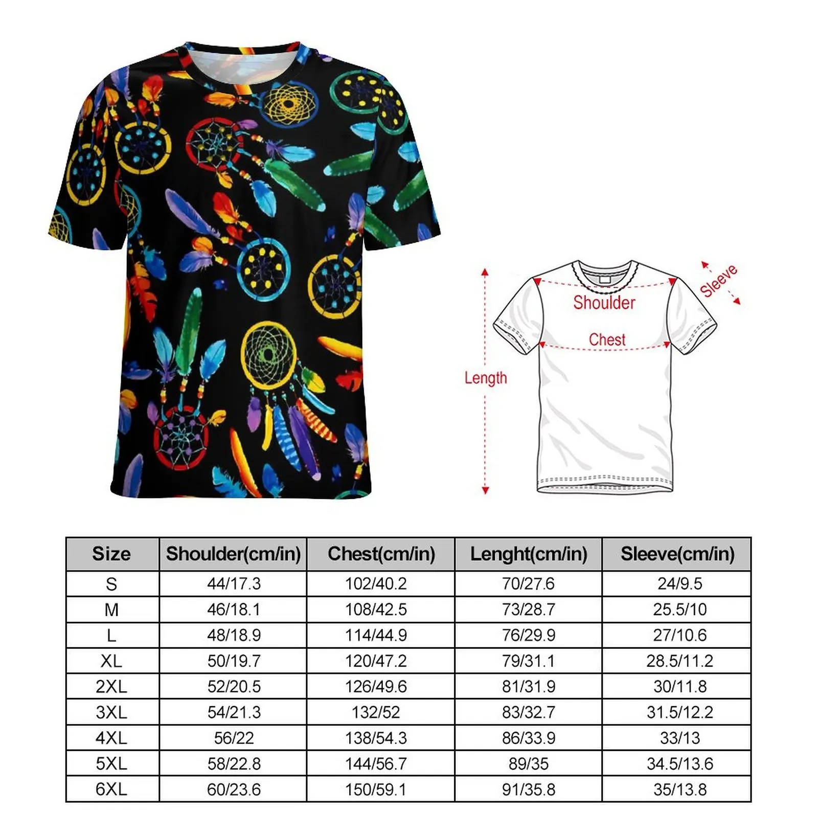 Native Dream Catcher T-Shirt For Couple Vintage Design O Neck T Shirts Beach Harajuku Clothing Short Sleeve Basic Plus Size Tees