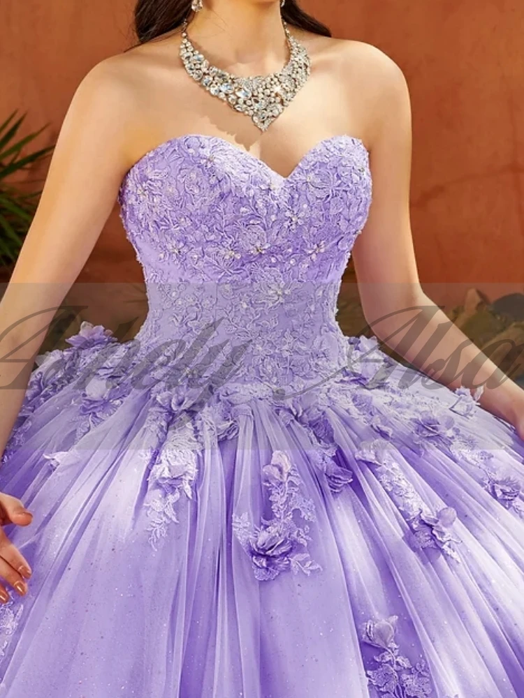 AQ260 Customized Lavender Princess 15 Year Girl Quinceanera Dress With Sleeve Lace Applique Ball Gown Prom Party Dress Vestidos