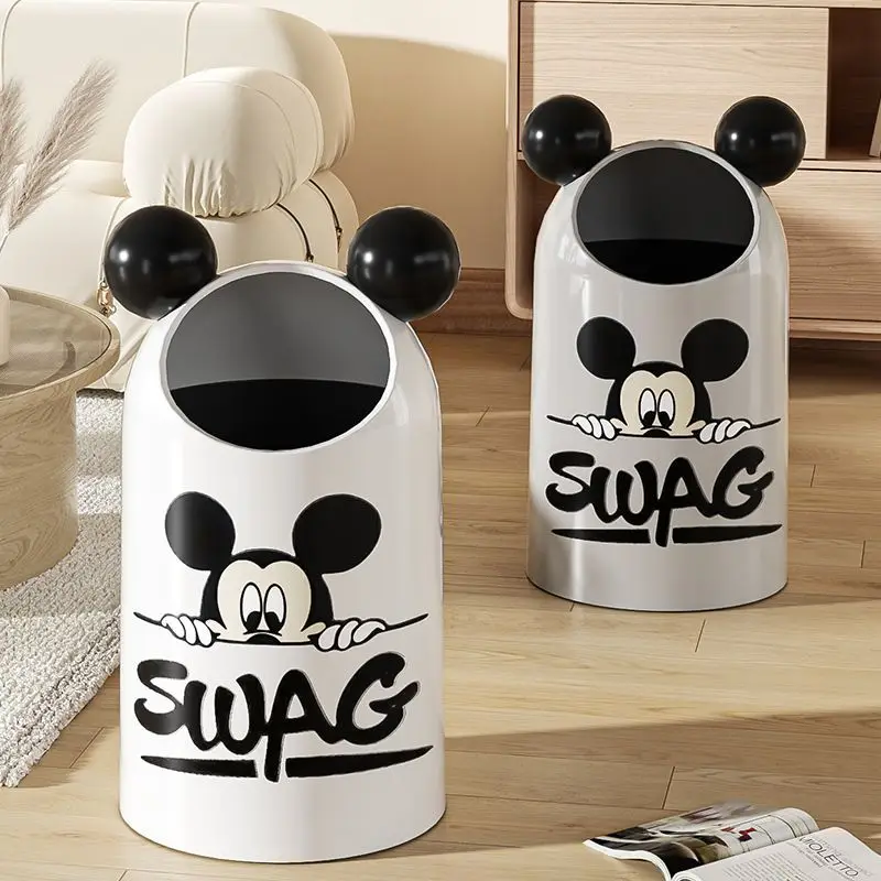 Disney Mickey Minnie animation peripheral cartoon trash can creative kawaii storage bucket ins household trash basket wholesale