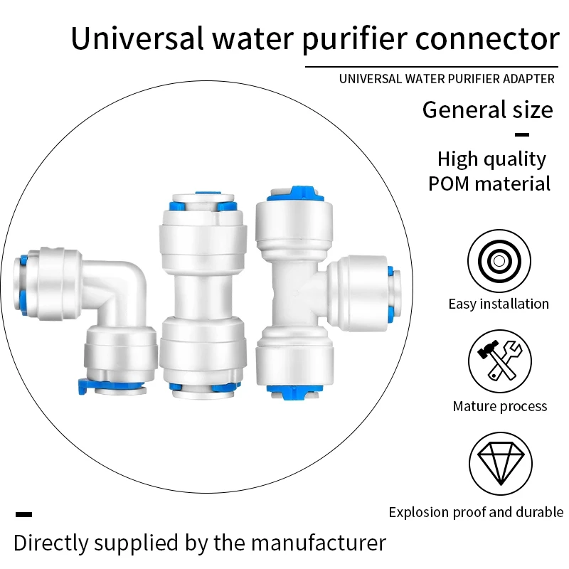 Food Grade POM Material Plastic Pipe Fittings Quick Connector Ro Water System Parts Ball Valve for Water Purifier