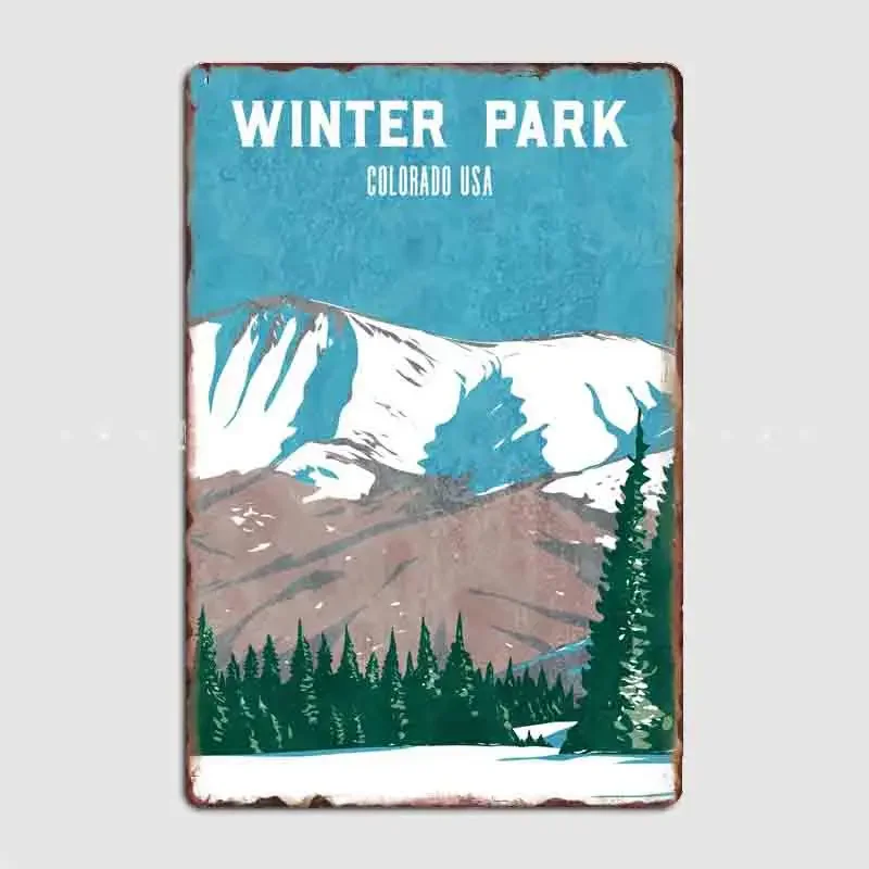 Travel Holiday Winter Park Colorado USA Retro Metal Plaque Poster Club Home Indoor Decor Tin Sign Room Decor Wall Decoration