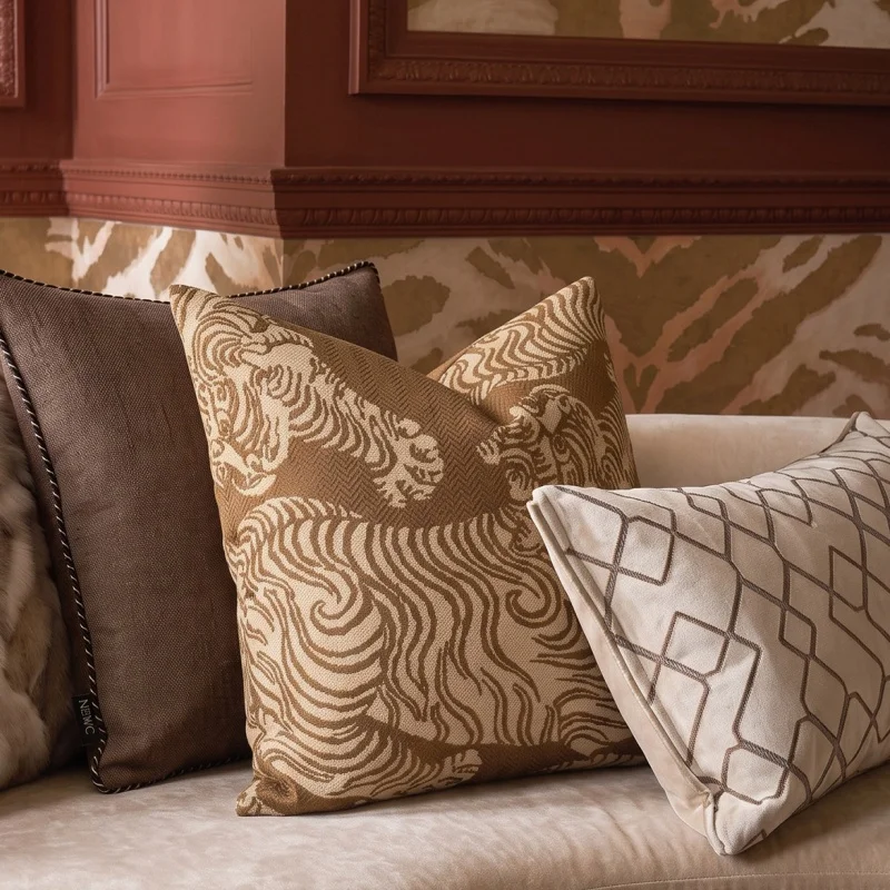 Retro Brown Collection Pillows Tiger Geometric Cushion Case Luxury Simple Decorative Pillow Cover For Sofa Chair Home Decoration