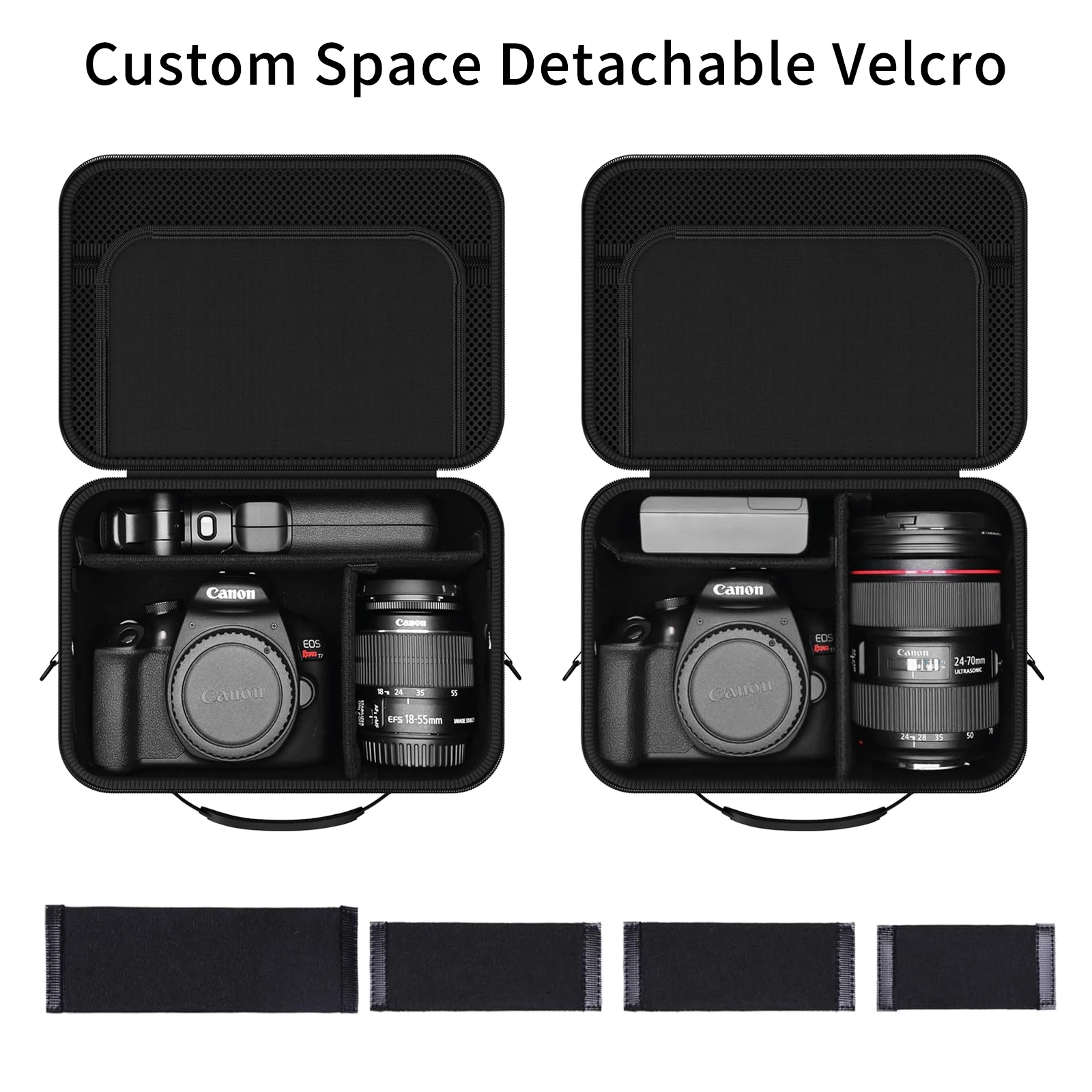 Camera Case For Canon EOS Rebel T7 R50 R100 and More DSLR Mirrorless Cameras Portable Travel Bag with Adjustable Dividers