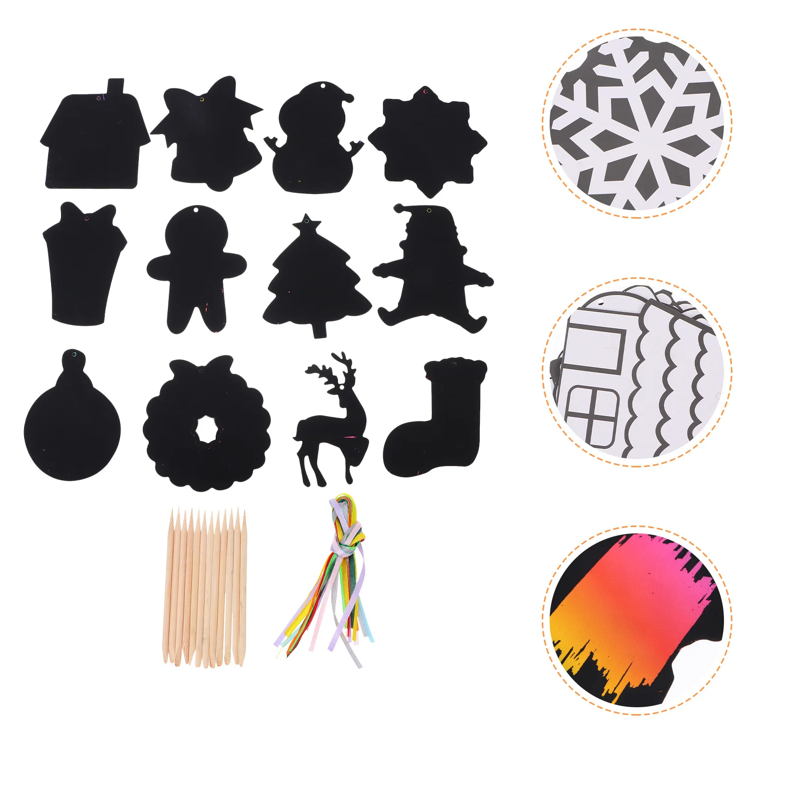 1 set di fogli artistici in carta antigraffio natalizia Disegni stilo in legno facili da usare Esplorazione creativa divertente per regali per bambini