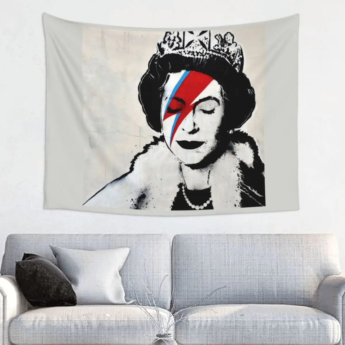 Banksy UK England Queen Elisabeth Rockband Face Makeup Tapestry Hippie Room Decor Tapestries Wall Hanging for Living Room Home