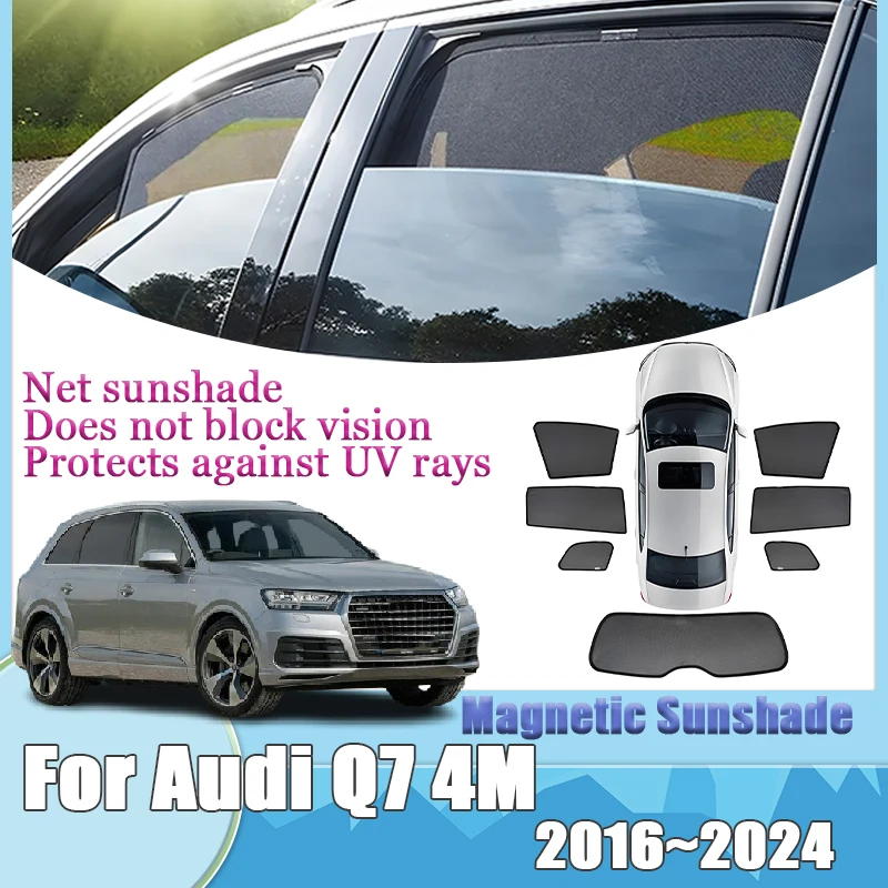 

For Audi Q7 4M 2016-2024 Anti UV Sun Protection Windshield Visors Magnetic Sunshades Side Window Privacy Shades Auto Accessories