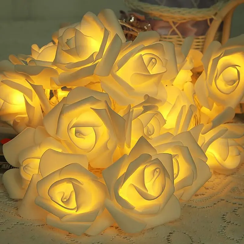10/20Led Rose String Lights Outdoor Lawn Decor For Yard Camping Wedding Proposal Birthday Party Make Romantic Festive Atmosphere