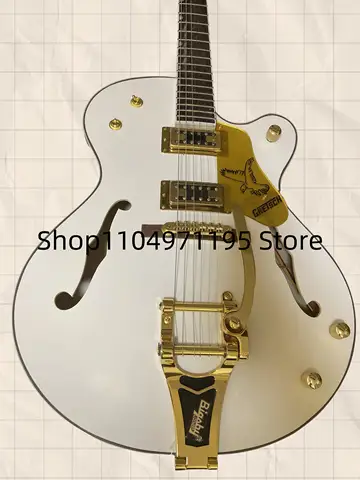 AZ-25-35 days Delivey)Hot Custom THE WHITE FALCON 6120 Semi Hollow Body Jazz Tuners Electric Guitar
