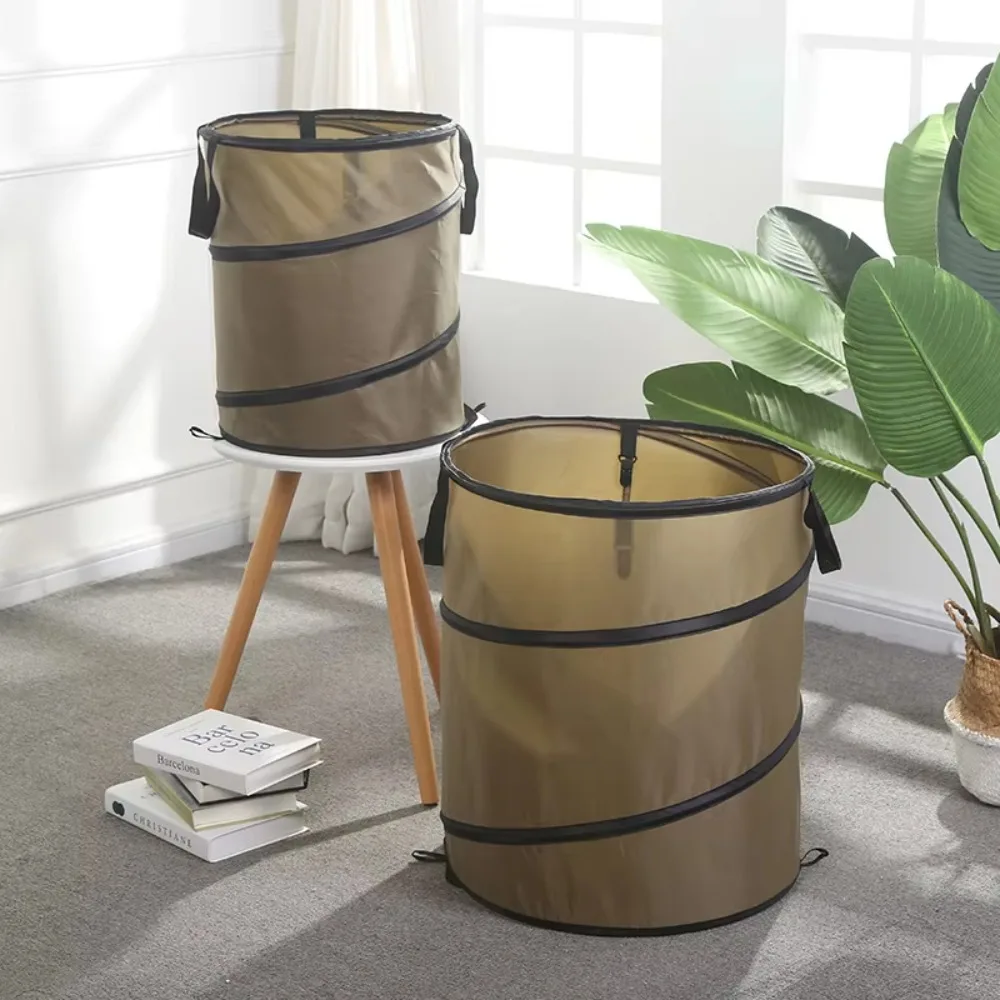 New Foldable Trash Can With Handle Waterproof Pop-up Trash Can Lightweight Oxford Durable Garden Trash Container Portable