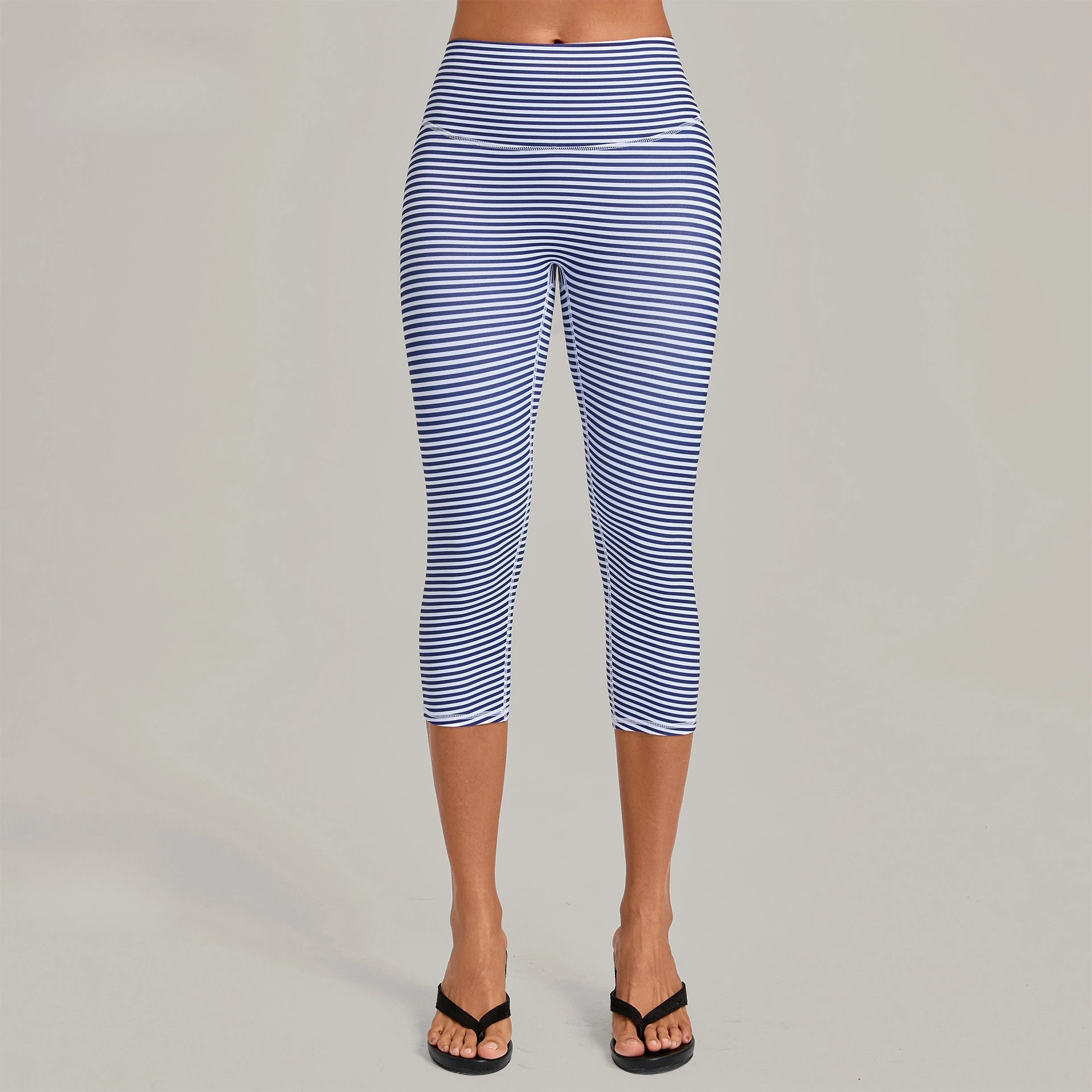 Women Vintage Print Yoga Calf-Length Pants High Waist V Shape Butt Lifting Tight Fit Trousers Pilates Sport Gym Workout Leggings