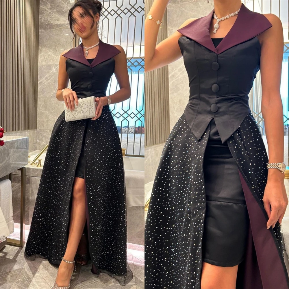 Customized Fashion Intricate V Neck Empire  Sequin Floor Length Sleeveless Button Tank Formal Evening Gowns платье женское