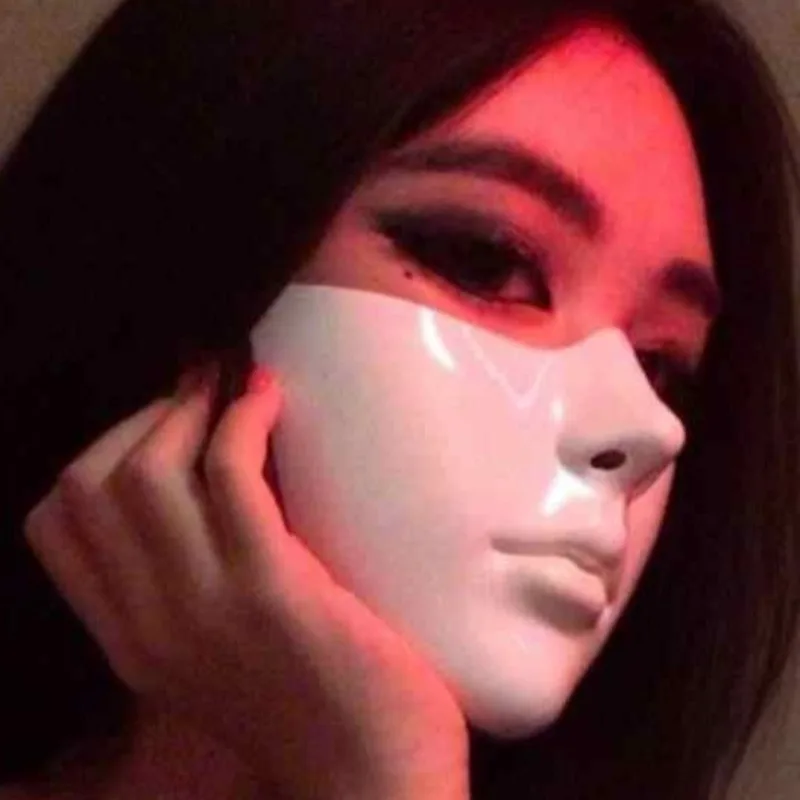 Halloween Half Face Mask Unisex Bionic Perfect Fit Cosplay Black Lower Cyberpunk Warrior Aesthetic Adults Teenagers Prop Cool