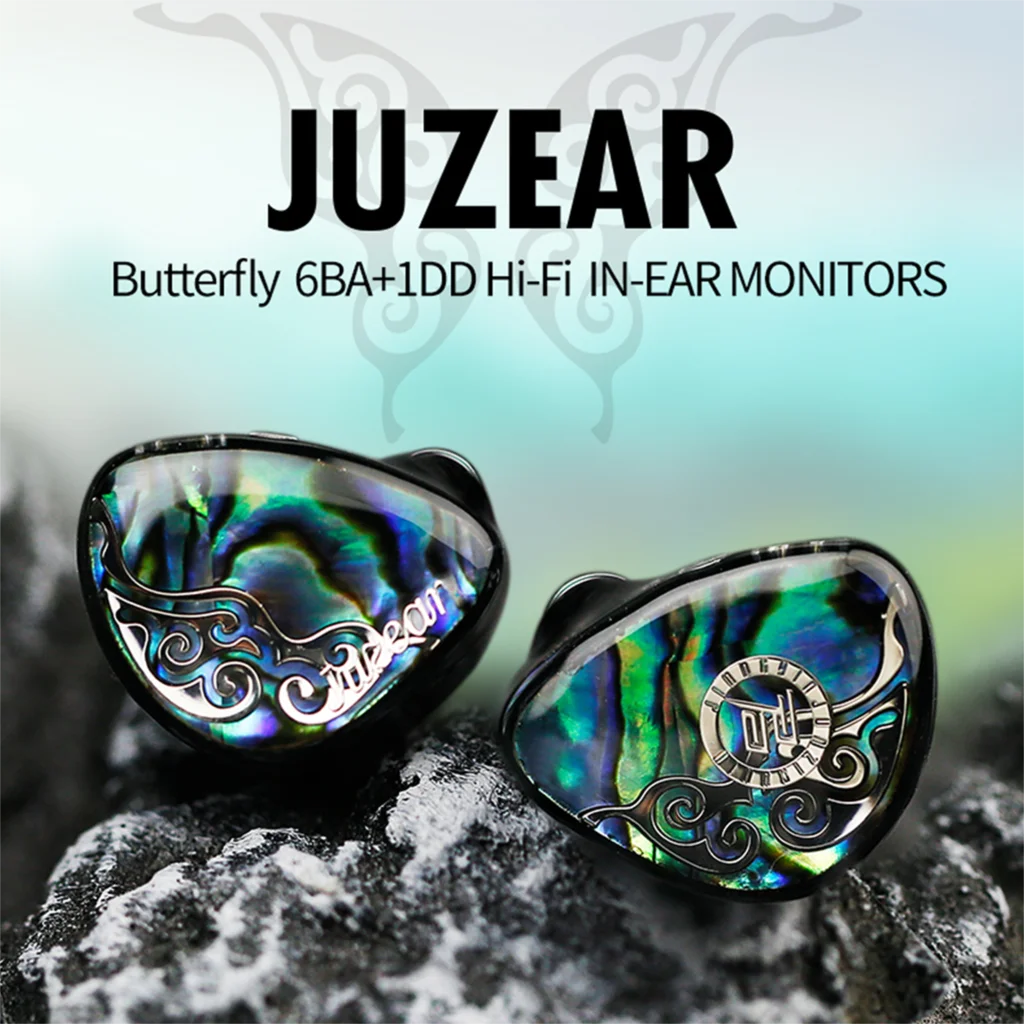 

JUZEAR Butterfly 61T Наушники 1DD + 6BA Гибридные драйверы Гарнитура Съемный 0,78 2-контактный кабель Аудиофильский Hi-Fi Проводная музыка IEM