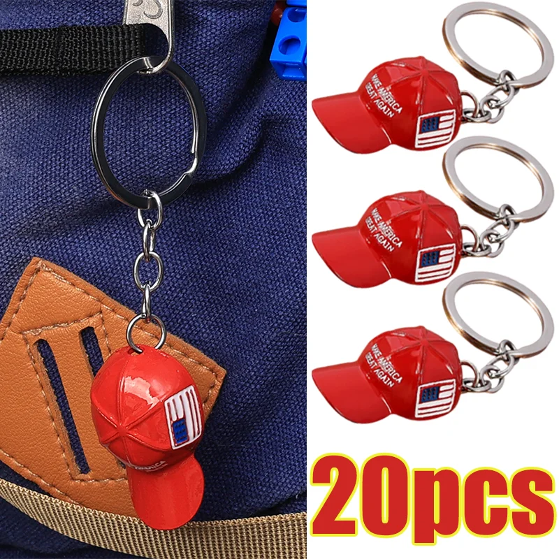 Red Hat Trump Keychains Women Men Baseball Hat Hip Hop Key Rings Make America Great Again Alloy Keychains Fashion Jewelry Gifts