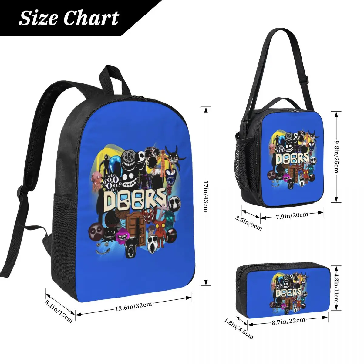 Doors All The Entities New Doors Game Update Backpack BookBag School Bag Computer Shoulder Bags 3ps Lunch Bag Pencil Case