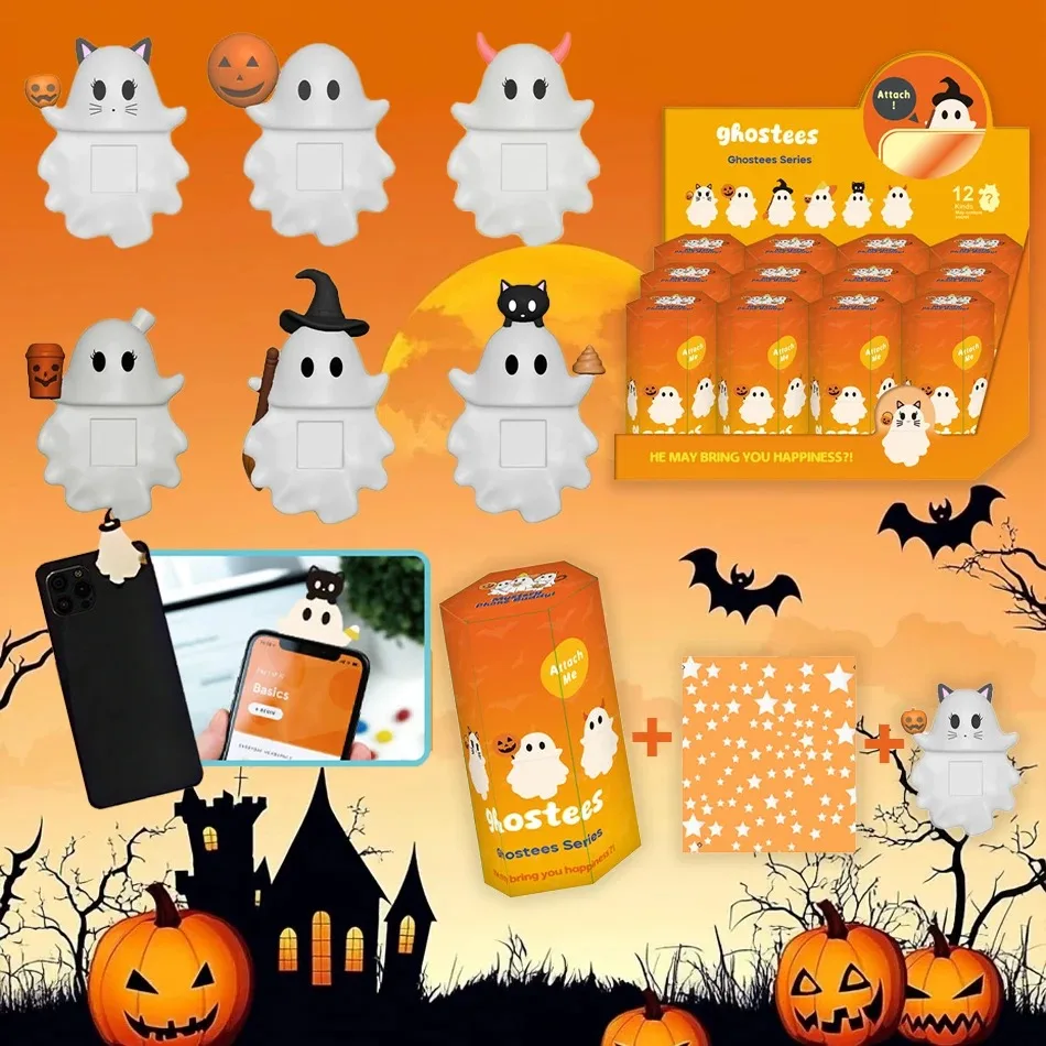

Хэллоуин Ghostees ангел маленькие фигурки для телефона Хэллоуин призрак телефон фигурка мини-модель куклы отслаивающийся орнамент подарок