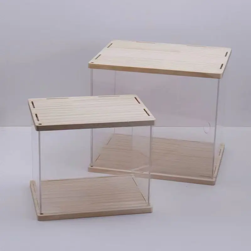 Acrylic Assembly Display Box Solid Wood Transparent Dustproof Blind Boxes Toy Display Cabinets Artwork Protection and Collection