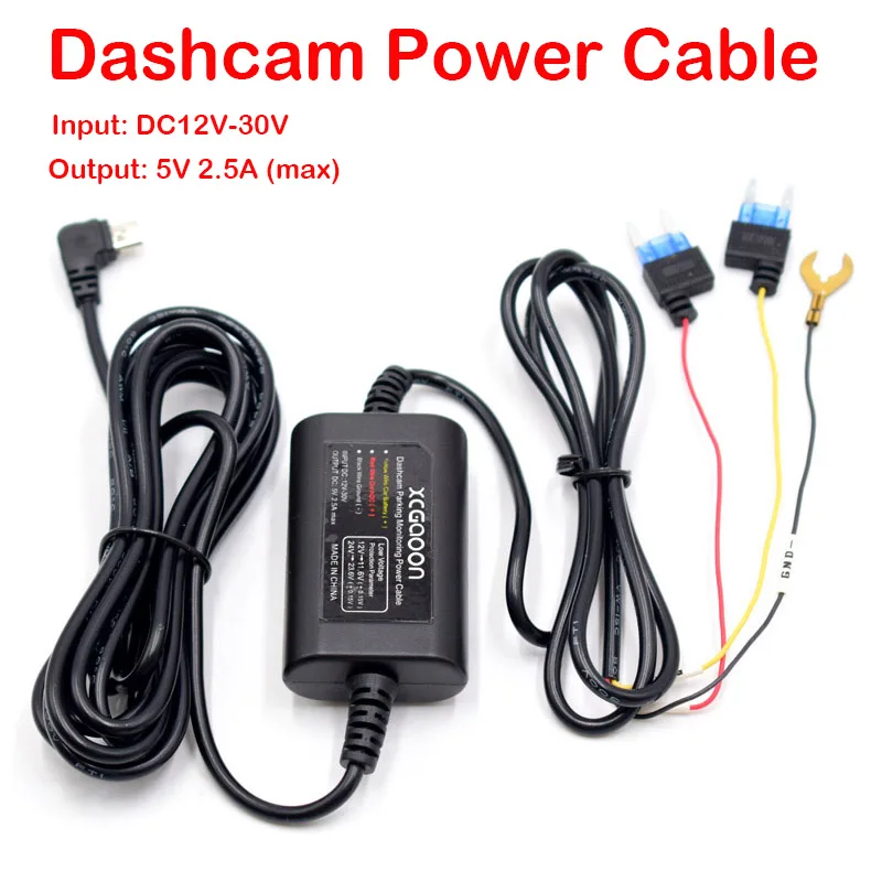 Hardwire Cable Wire Kit 12V-24V To 5V 2.5A Mini Micro Type-C USB Power Cable For DashCam Car Camera DVR Video Recorder