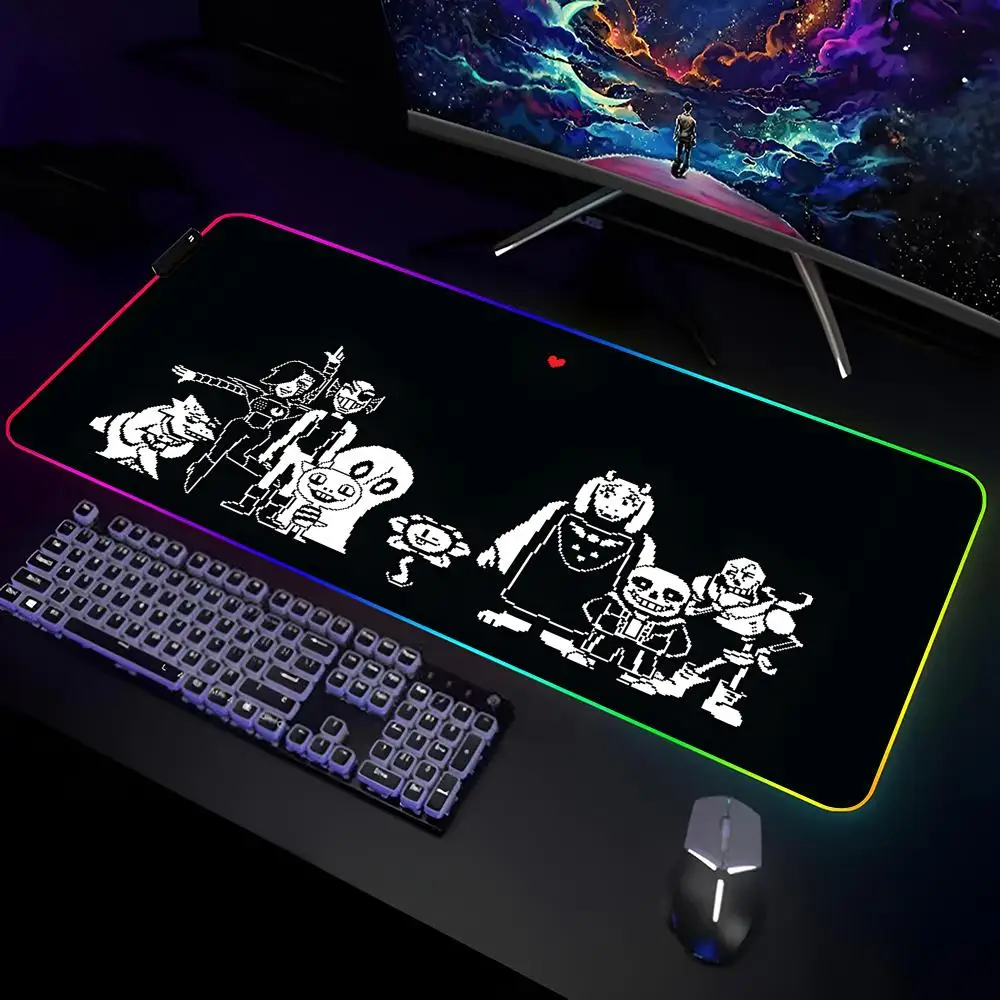 Game U-Undertale Mouse Pad Gamer RGB Deskmat Keyboard Mat Gaming Laptops LED Mousepad Desk Protector Anime Mause Mats