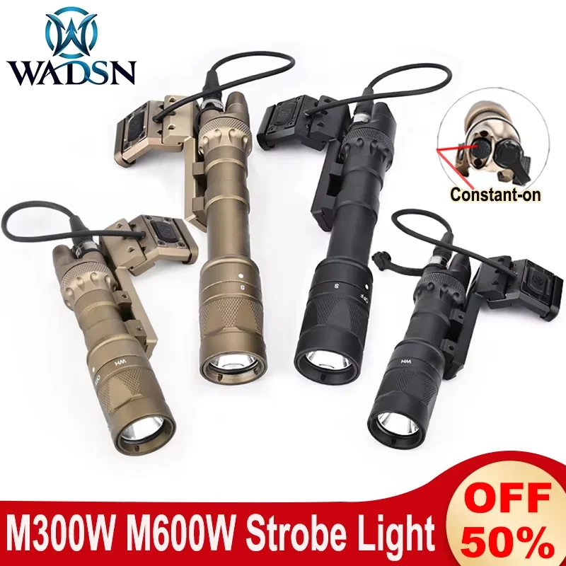 WADSN 600W Flashlight Strobe Hunting Scout Lamp Offset Mount Extended Base UN Hot Button Switch with Dual Function Tail Cap