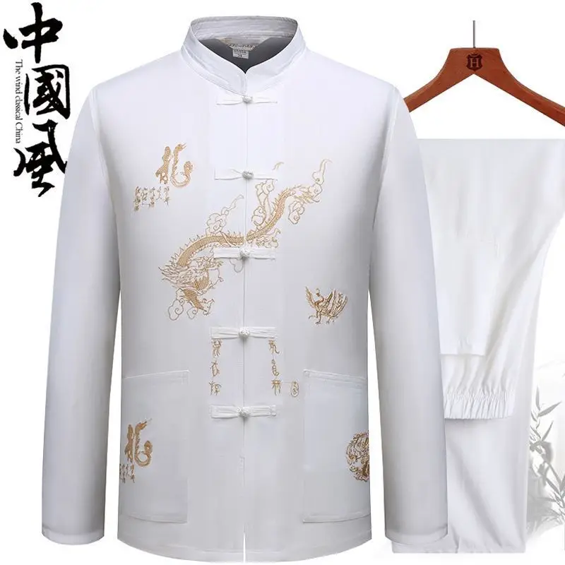 Traditional Kung Fu Tai Chi Cotton And Linen Tang Suit Uniform Men\'s Chinese Style Shirts Shirt And Blouses Jacket Clothing