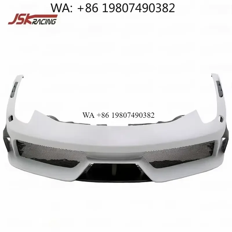 Wmwmnu for 458 Italia Spider 2011-2013 Half Carbon Fiber Front Bumper Body Kit Upgrade to D Style Auto Exterior