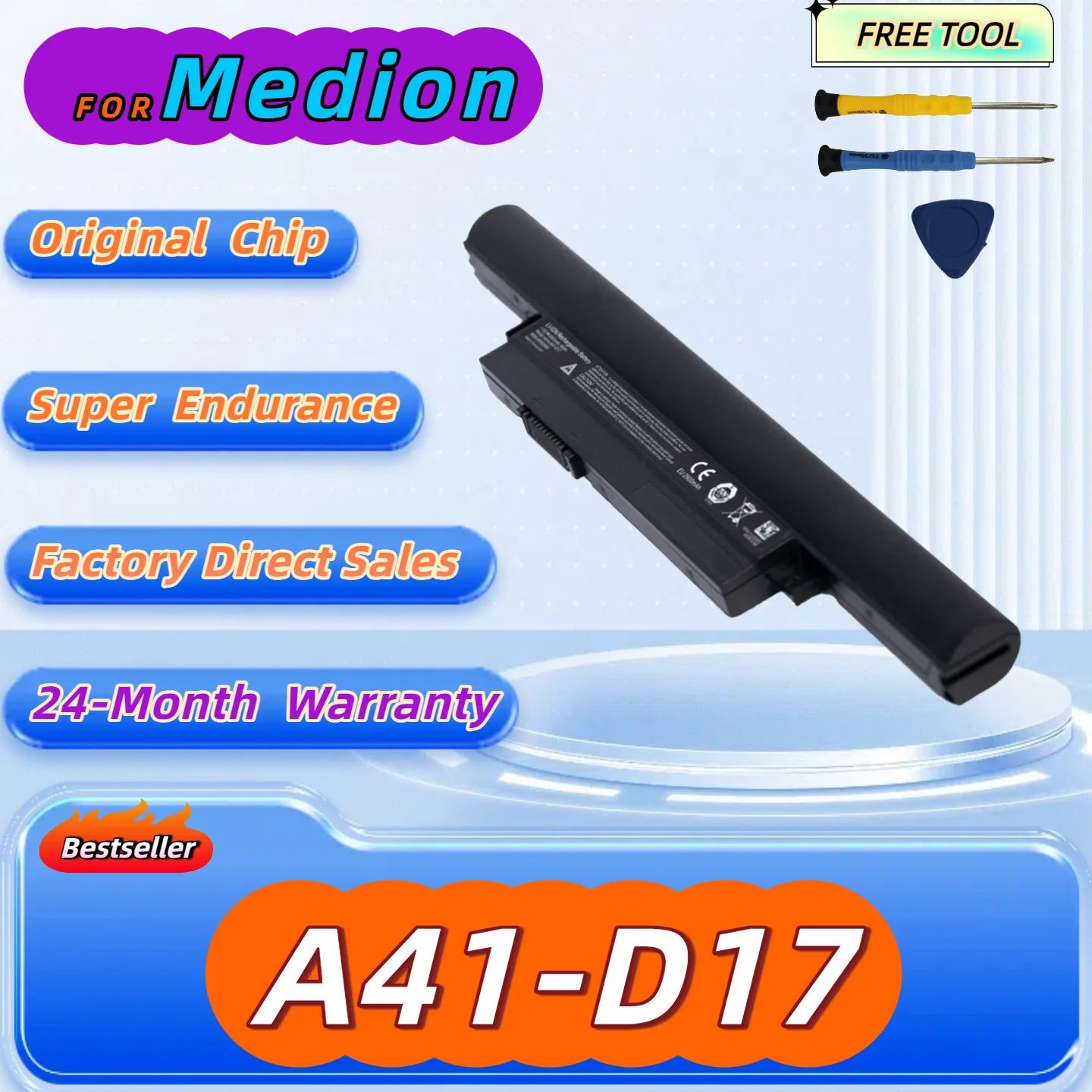 

A41-D17 Laptop Battery For Medion Akoya E7415 E7415T E7419 E7416 P7647 P7643 E7420 P7643 Free Tool + 24M Warranty