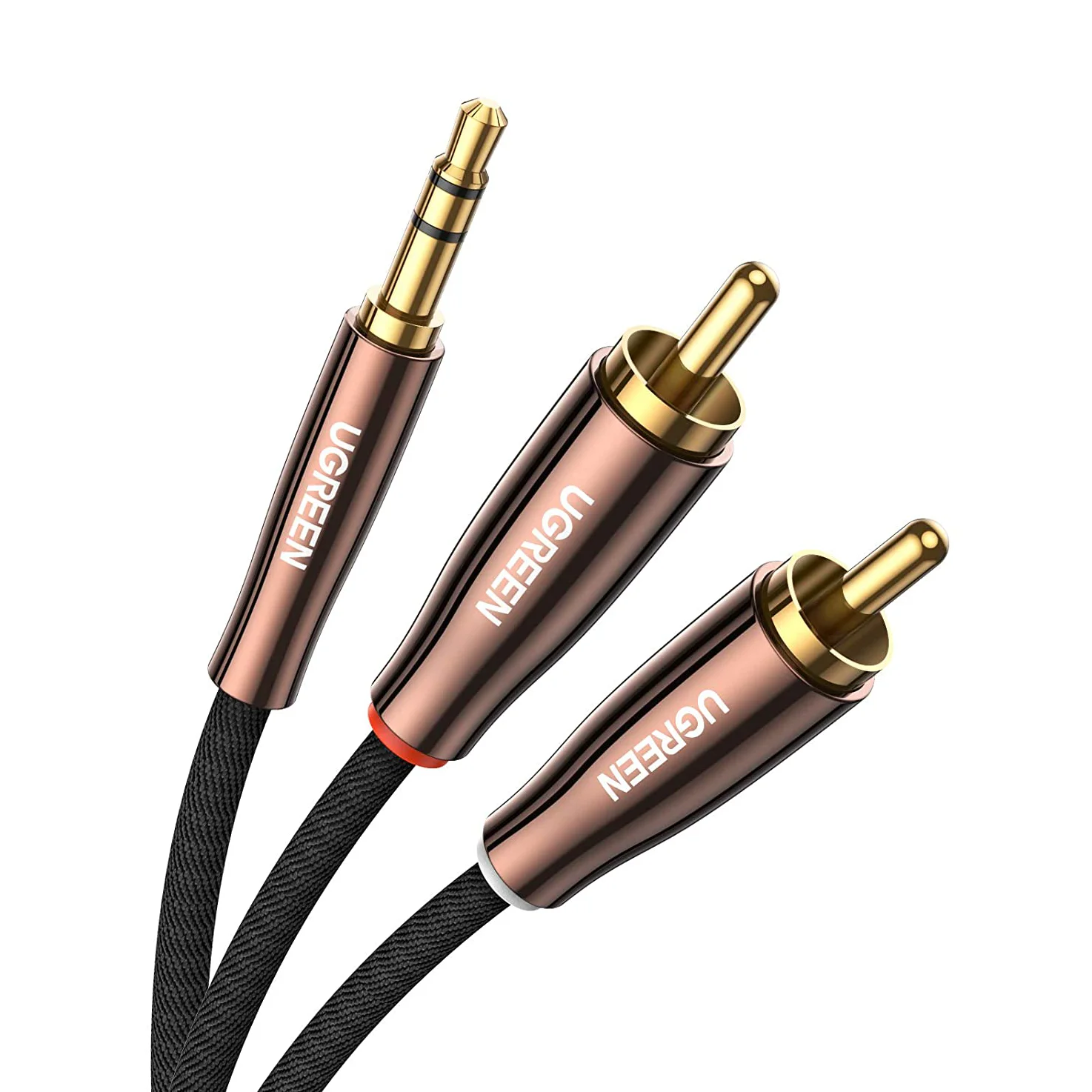 UGREEN 3.5mm to 2 Male RCA Cable Stereo Audio Adapter Braided Hi-Fi Sound Metal Shell Shielded Auxiliary RCA Y Splitter Cable