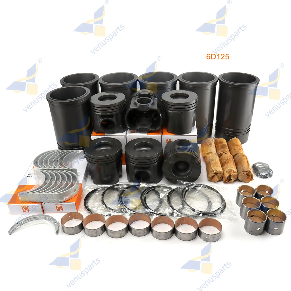 For Komatsu 6D125 Overhaul Rebuild Kit Piston Ring Cylinder Liner Camshaft Bushing Connecting Rod Bushing Set Engine Parts