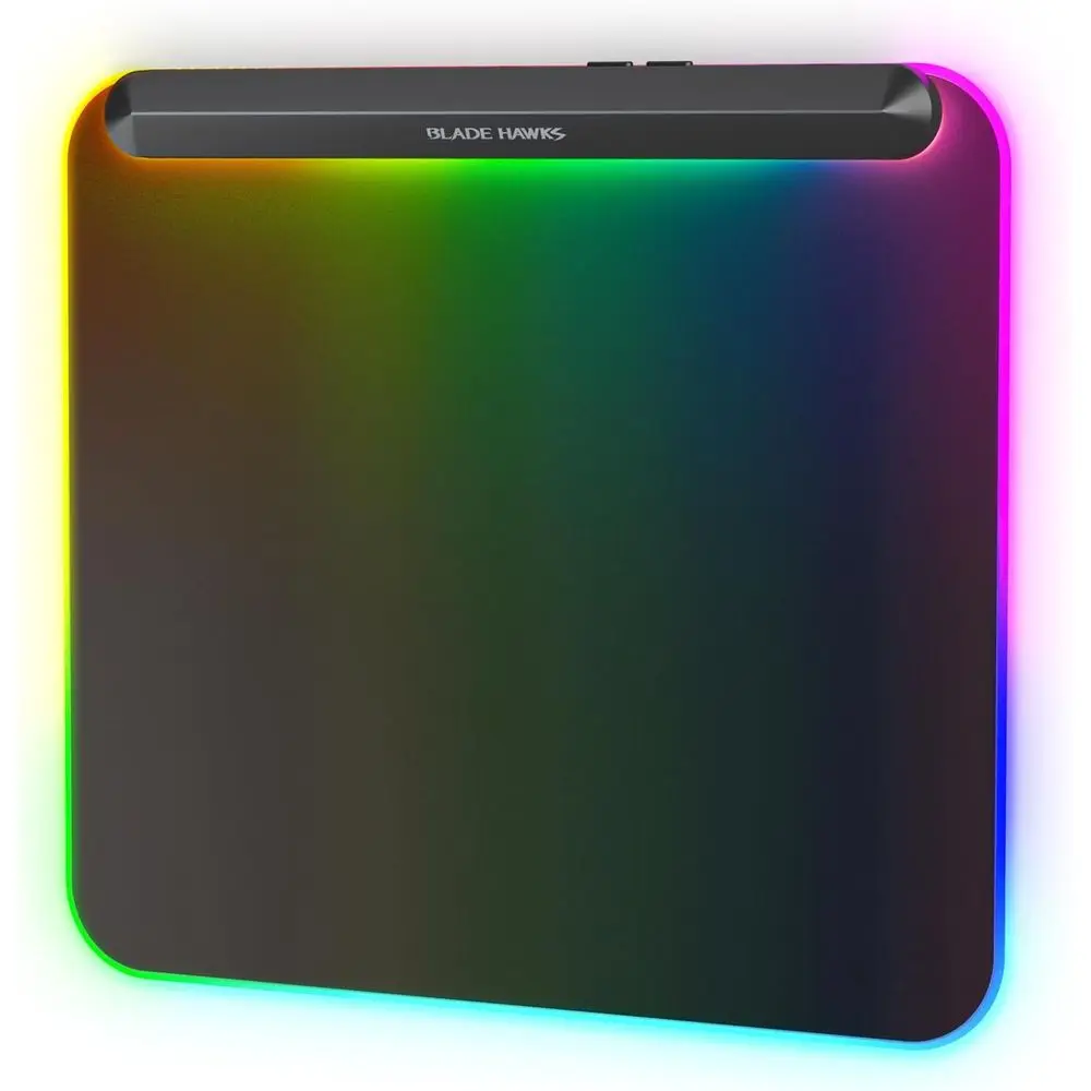 

RGB Illuminated Gaming Mouse Pad with 6 Modes, USB 2.0 & Type-C Ports, Detachable Cable, Anti-Slip Base (13.4 x 12.2)