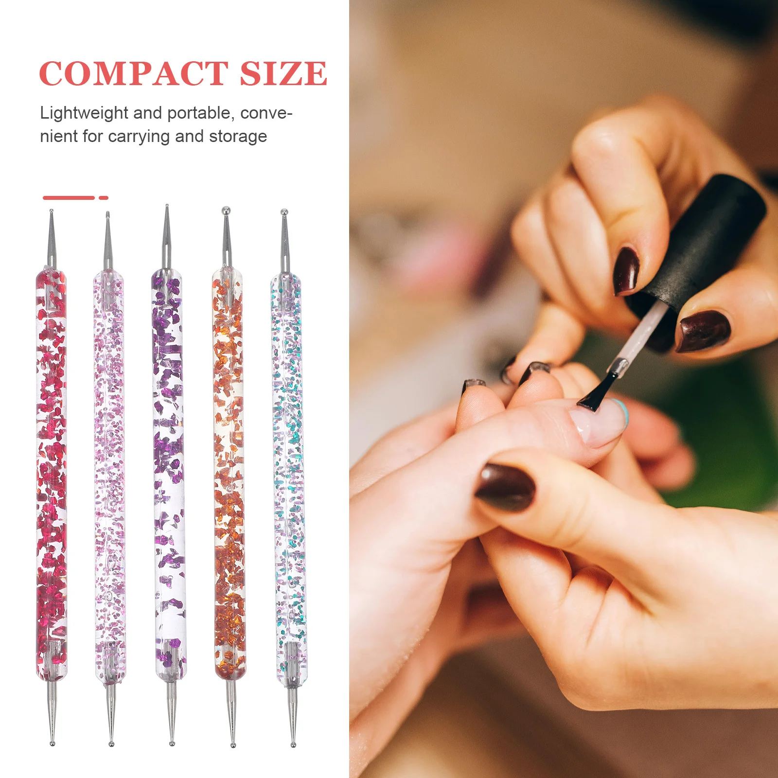 5개 네일 아트 라인스톤 픽커 펜슬 세트, 일상 작업, 외출, 파티, DIY 연습용으로 안전하고 내구성이 뛰어난 도팅 펜