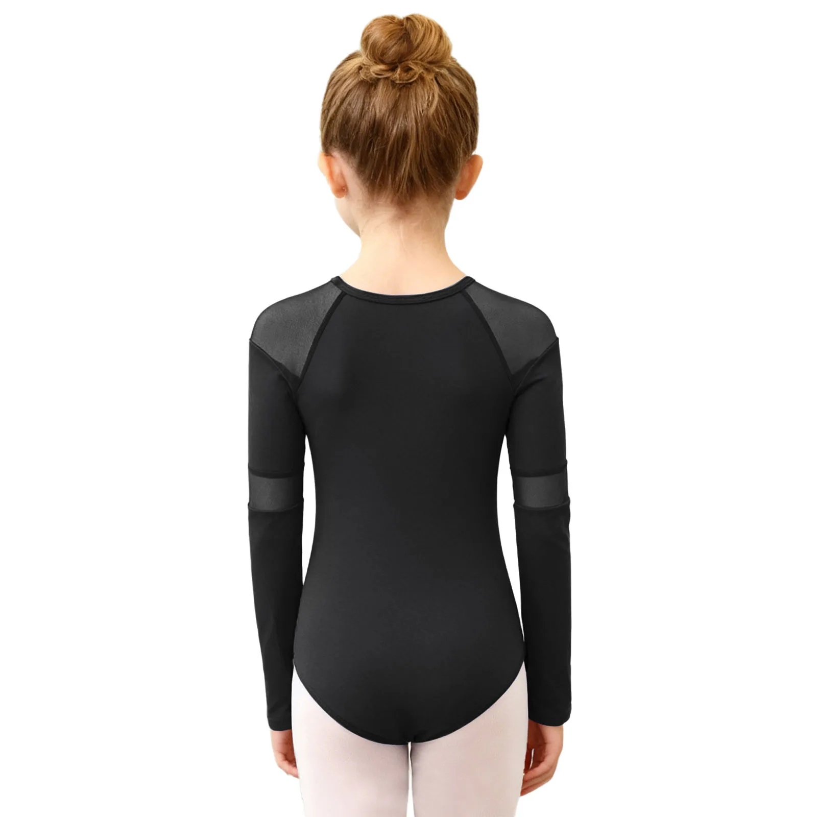 أطفال بنات الجمباز الشكل التزلج الرقص ارتداءها بقماش شفاف طويلة الأكمام رقيقة صوف مبطن لامعة الراين زهرة يوتار