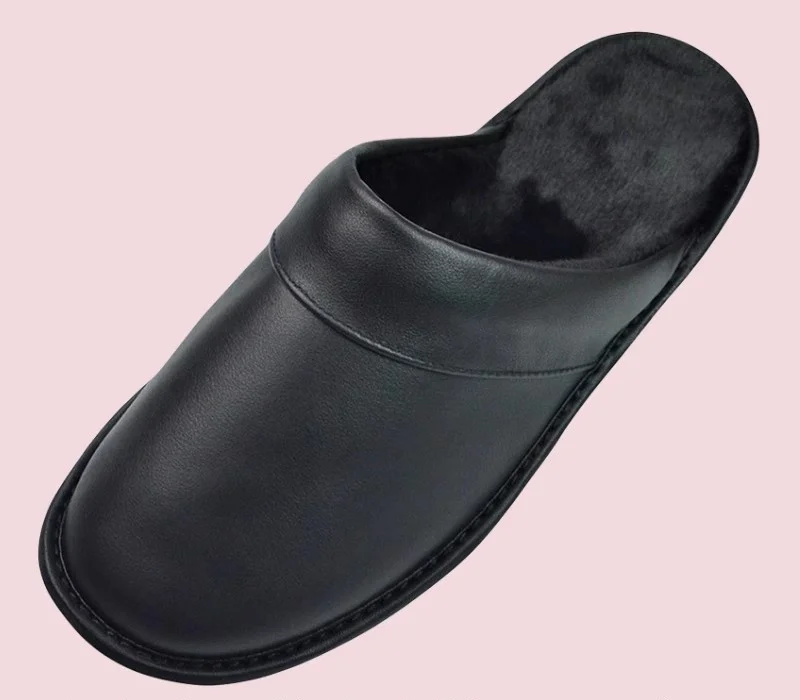 Genuine Leather Slippers with Cotton Lining | Autumn/Winter | Water-Resistant Suede Upper Thickened Non-Slip Sole for Men Women