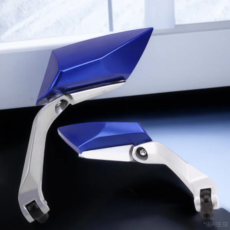 

A Pair of Universal Blue Rear View Mirrors Motorcycle 360 Degree Rotating Adjustable Aluminum Motorbike Scooter Side Mirrors