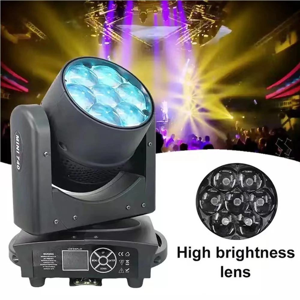 Bee Eyes Moving Head Beam LED 7x40W RGBW 4In1 Zoom Wash Lights Stage Effect Disco Lighting For Party