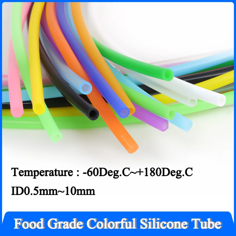 

1/5/10m Food Grade Multi-color Silicone Tube ID 0.5 1 2 3 4 5 6 7 8 9 10 mm Flexible Rubber Hose Soft Drink Pipe Water Connector