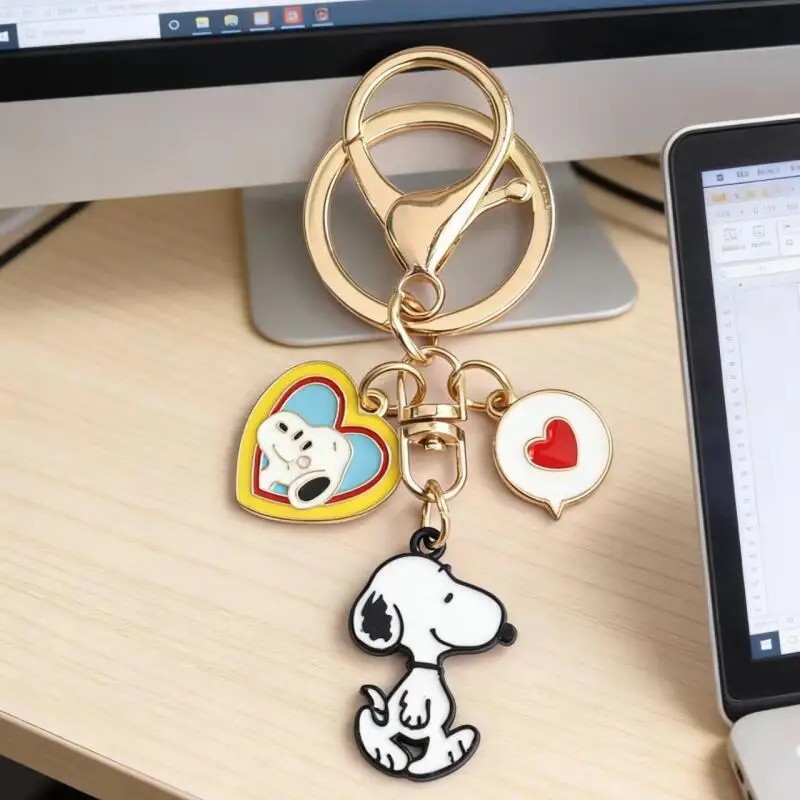 Cartoon Snoopy Keychain Girl Kawaii Backpack Pendant Couple Gift Exquisite Car Key Hanger Student Backpack Pendant