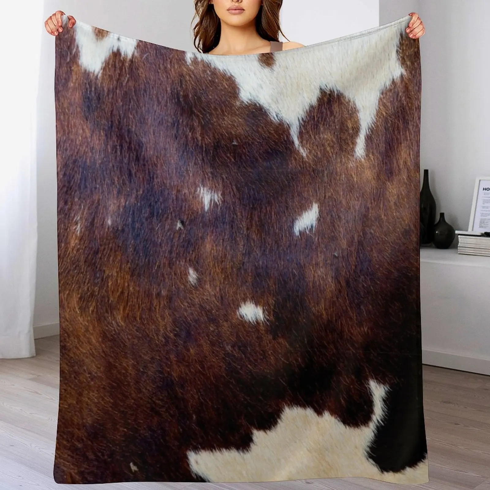 

Rusty wild cowhide decor Throw Blanket Multi-Purpose for babies Blankets