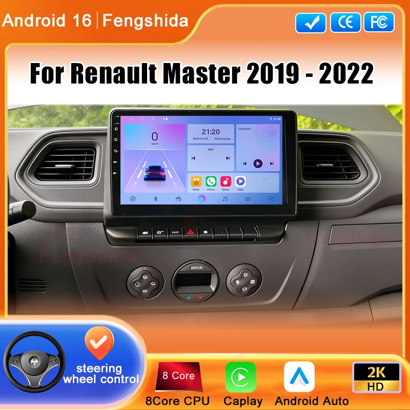 Android Auto For Renault Master 2019 2020 2021 2022 Carplay Car Radio Multimedia Video Player GPS Navigation Stereo No 2din dvd