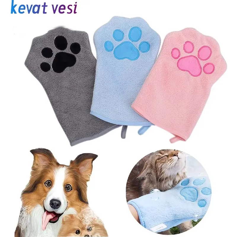 1/2Pcs Pet Grooming Gloves Quick Drying Dog Cat Bathing Towel Double Sided Soft Microfiber Puppy Kitten Bathing Cleaning Tools